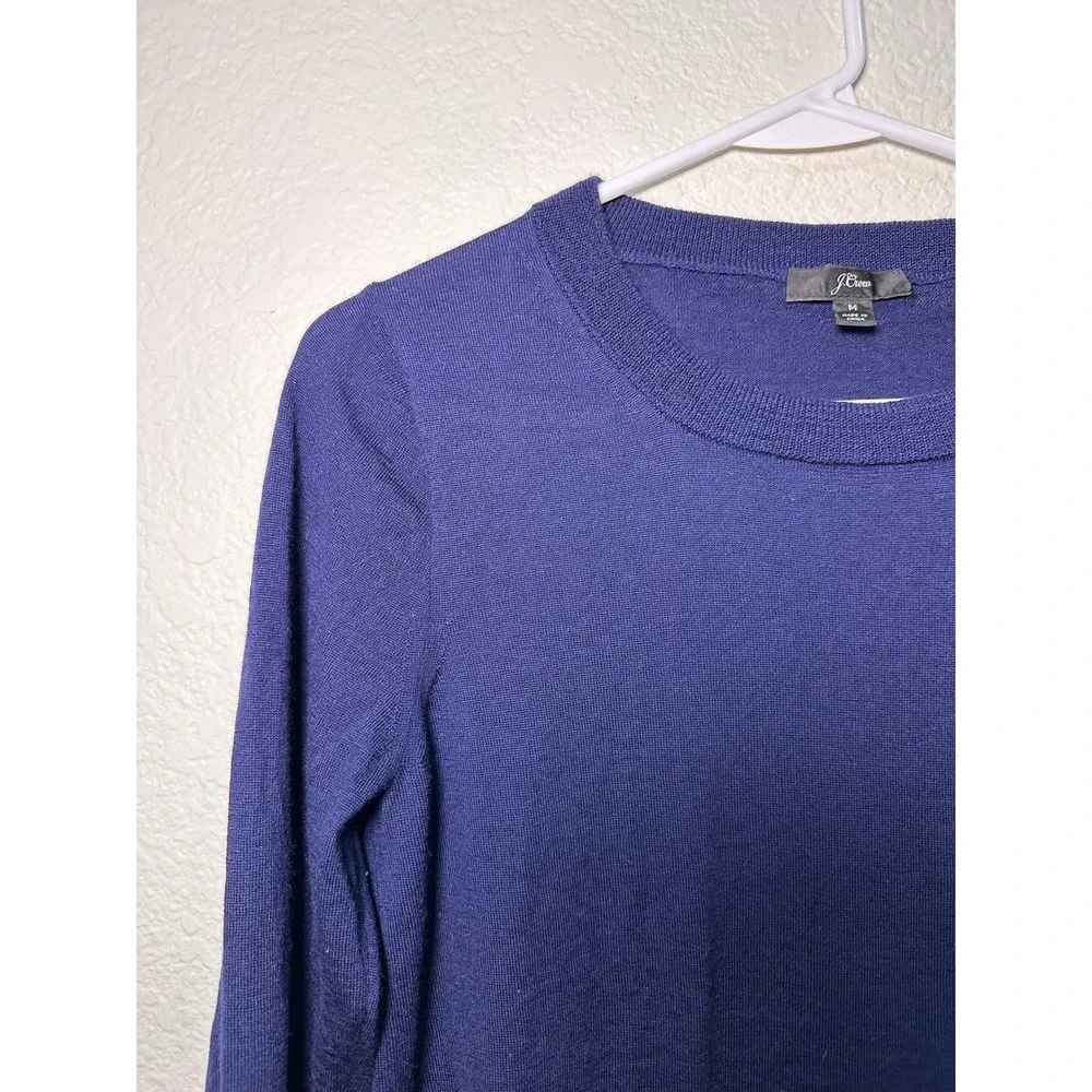 J.Crew Navy Blue 100% Merino Wool Crewneck Sweater Medium Long Sleeve
